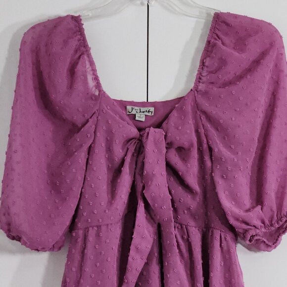 J for Justify Dress Size S Purple Mid Sleeve/Bow Short - Picture 2 of 4